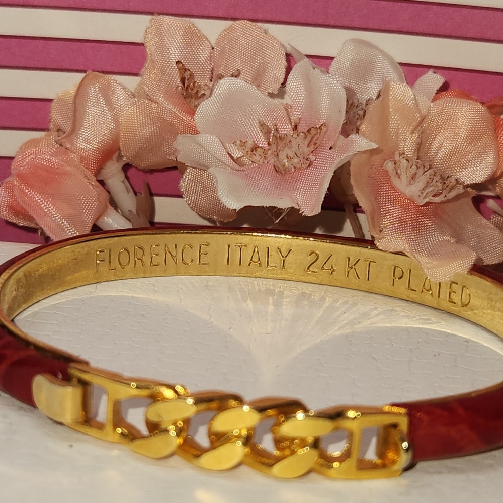 #2302, SIGNED, FLORENCE ITALY 24KT PLATED BRACELET.